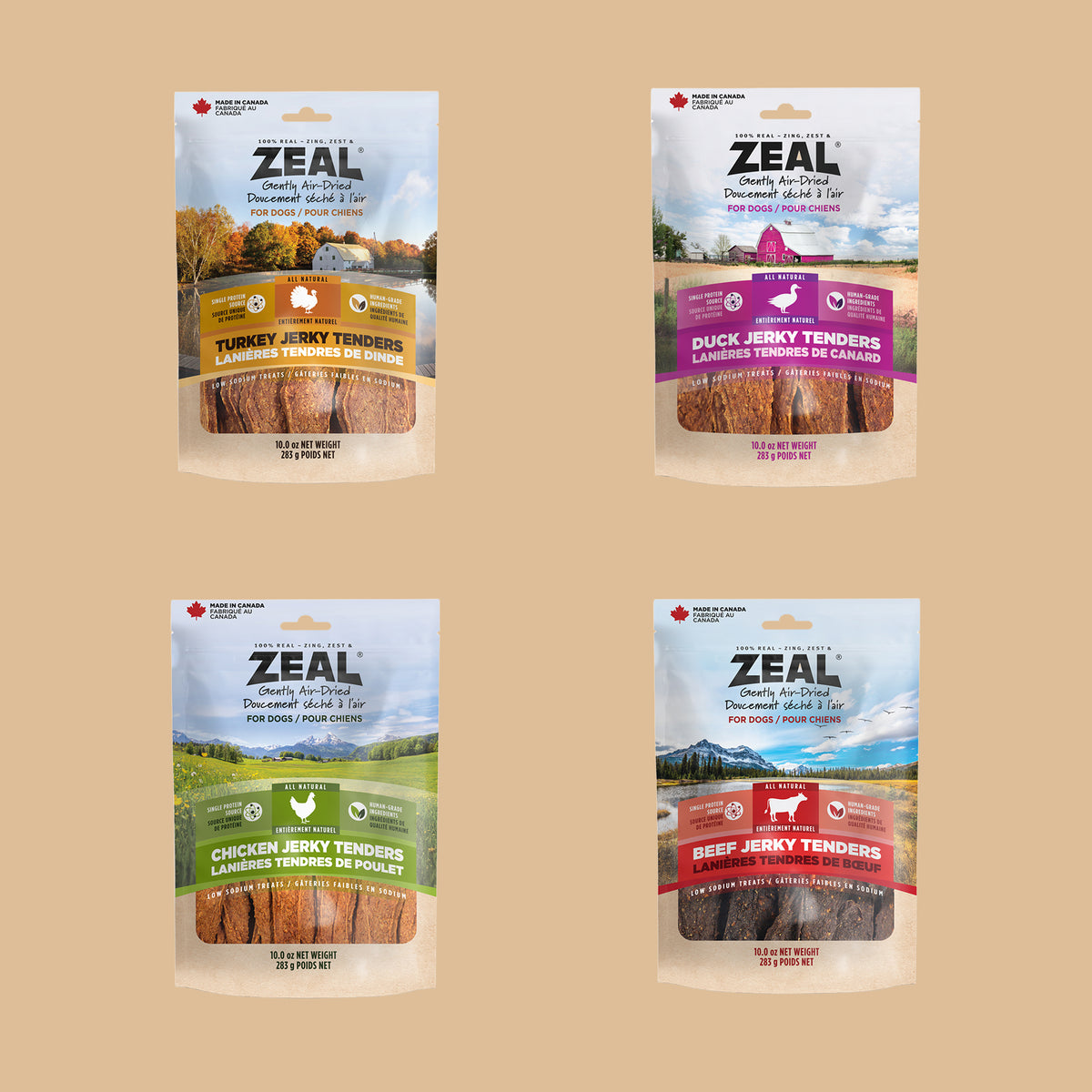 ZEAL Canada Jerky Tenders Variety Bundle for Dogs (4-Pack)